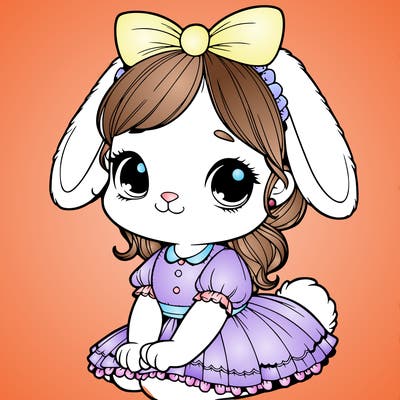 cute easter bunny girl realistic