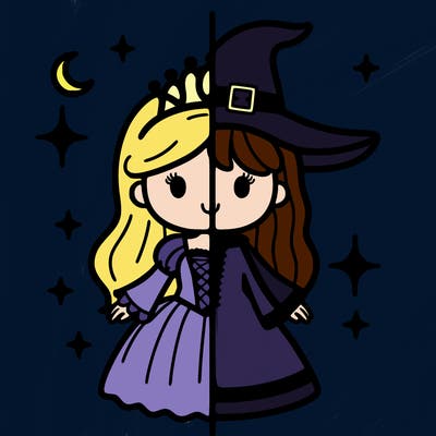 split princess and witch