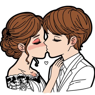 woman and man kissing