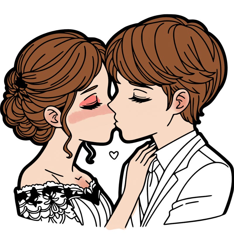 woman and man kissing