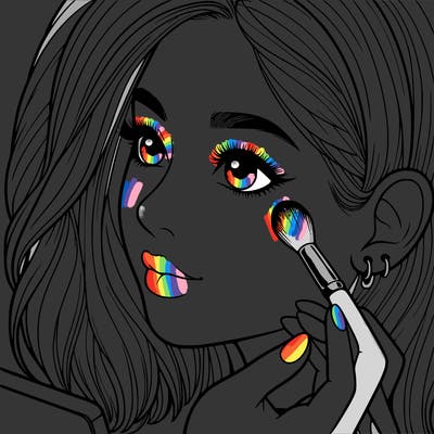 a realistic girl doing her makeup