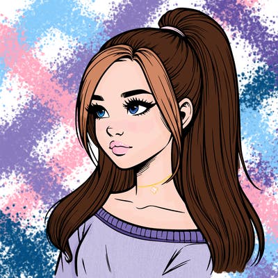 realistic girl with a high ponytail