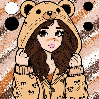 realistic girl in a animal pjs hoodie