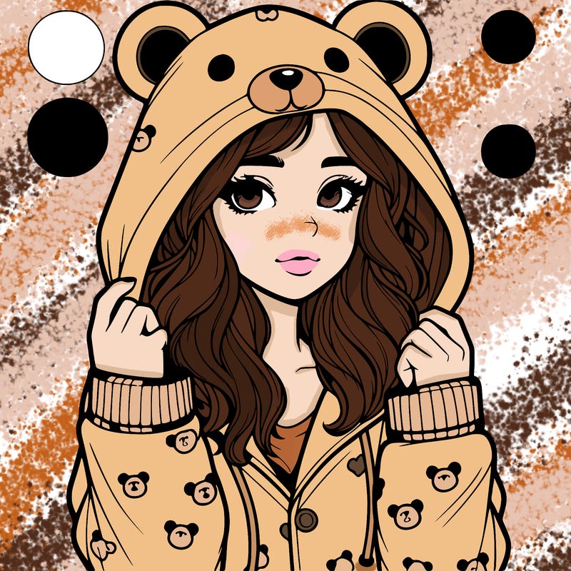 realistic girl in a animal pjs hoodie