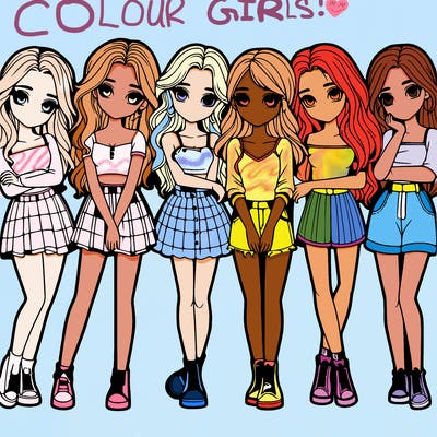 a group of girls realistic