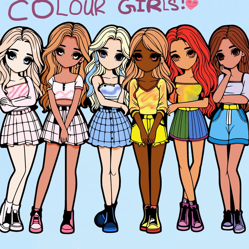a group of girls realistic