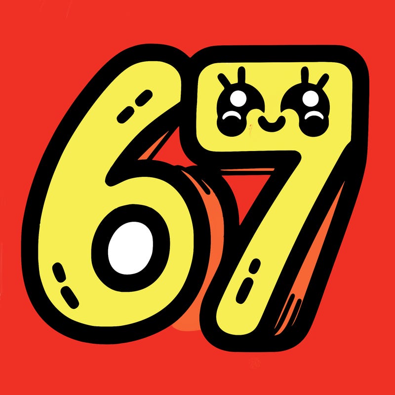 the numbers 67