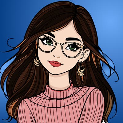 realistic girl with glasses