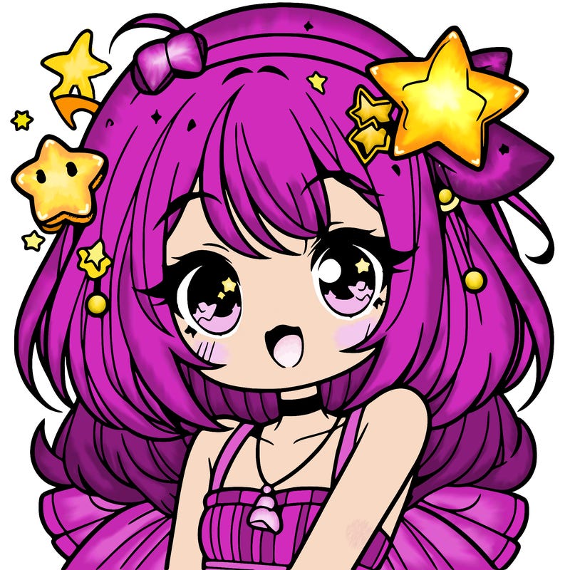 cute anime girl with star accessories