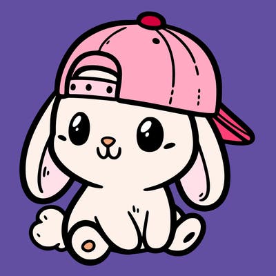 bunny with backwards hat