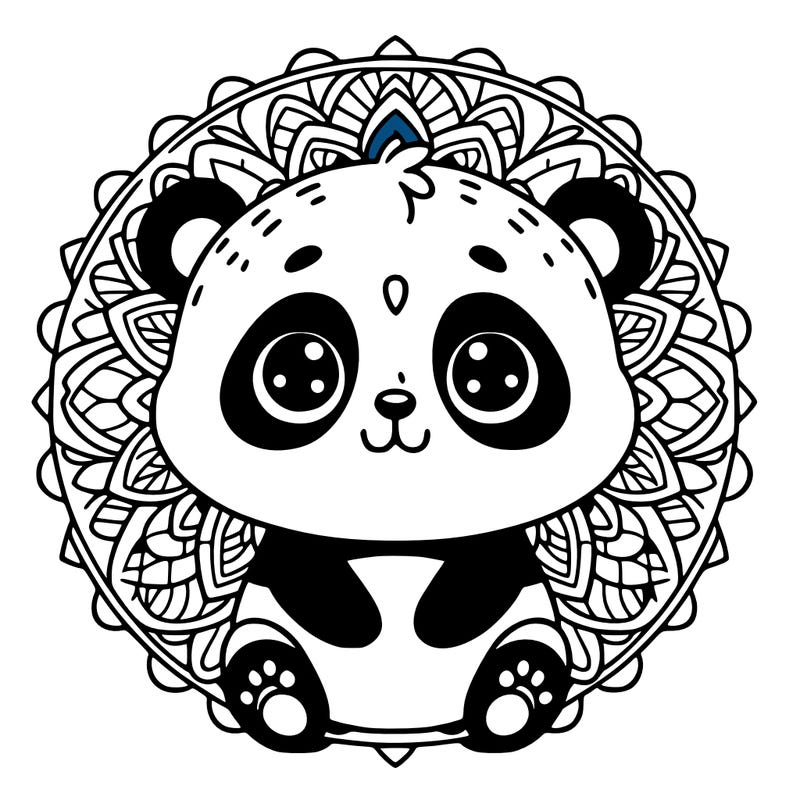 cute baby panda animal mandala