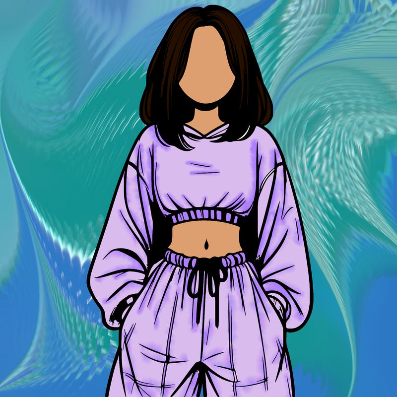 realistic girl faceless with baggy pants and a crop top