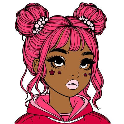 realistic girl with space buns