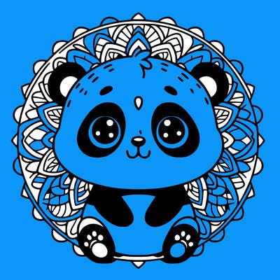 cute baby panda animal mandala