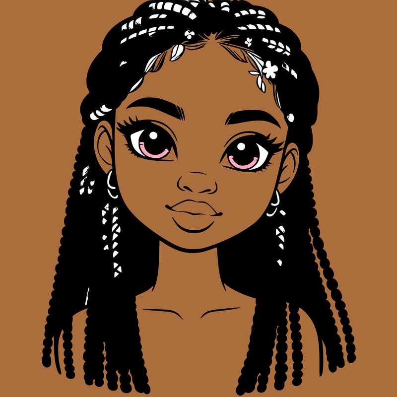 a realistic black girl with braids