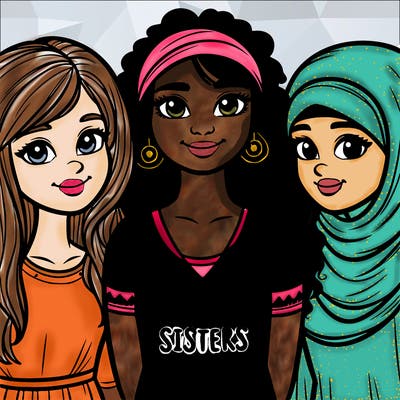 three sisters with a best sisters necklace