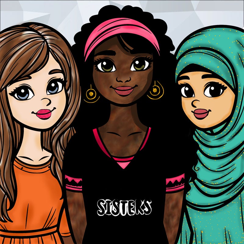 three sisters with a best sisters necklace