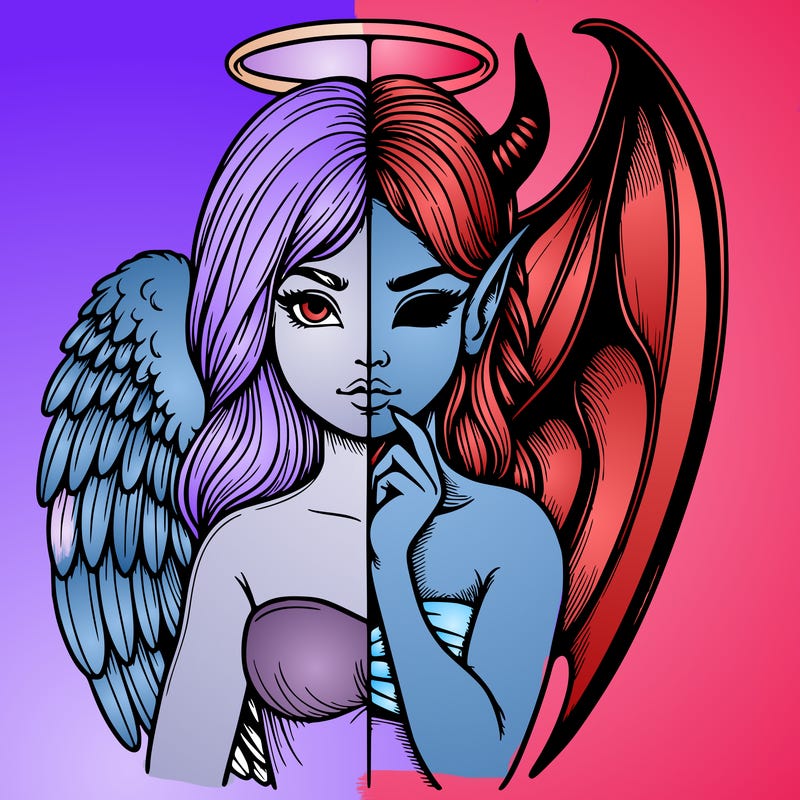 realistic angel half demon