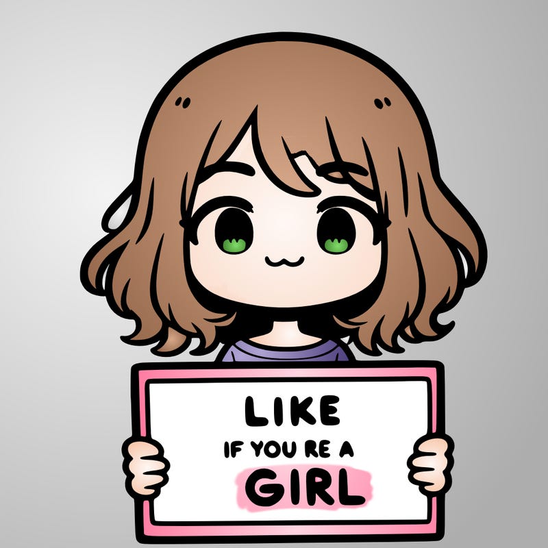a cute girl holding a sign that says like if you’re a girl