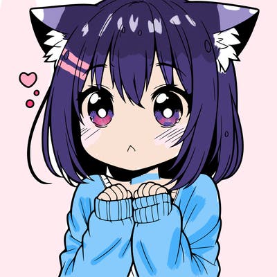 shy anime catgirl