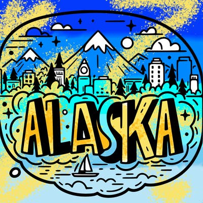 alaska in bubble writing