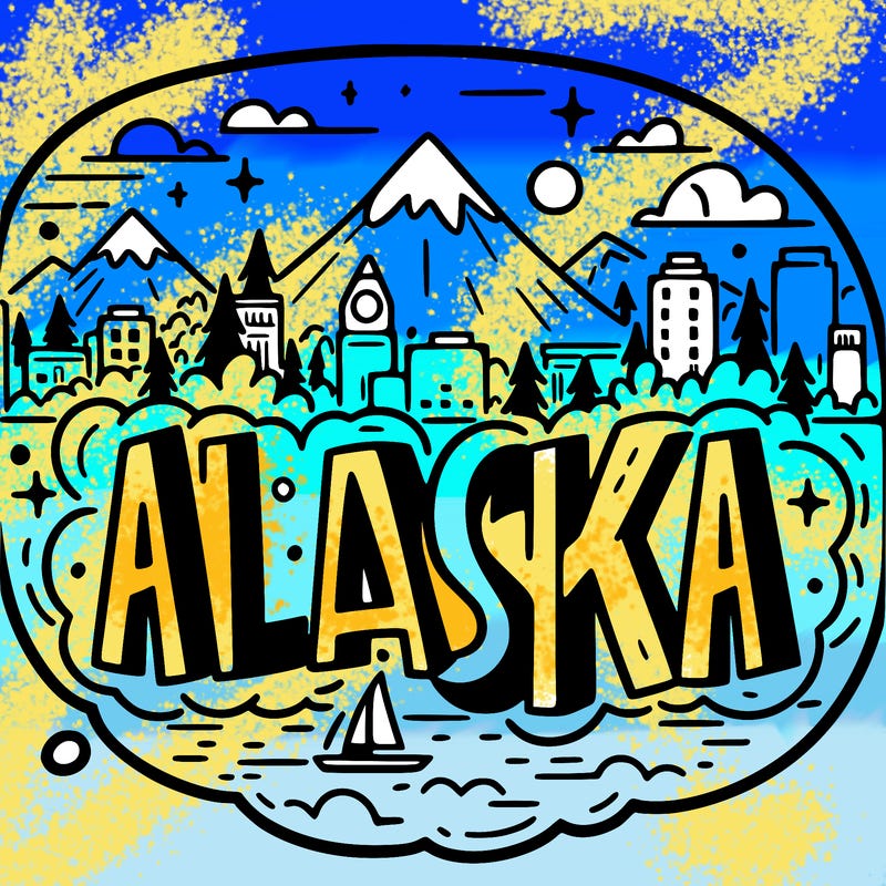alaska in bubble writing