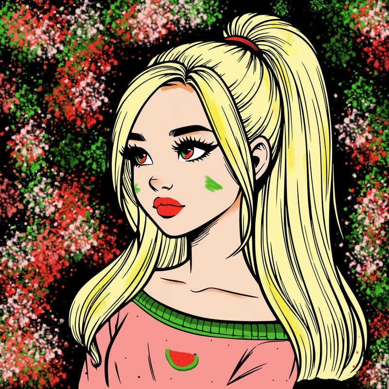 realistic girl with a high ponytail