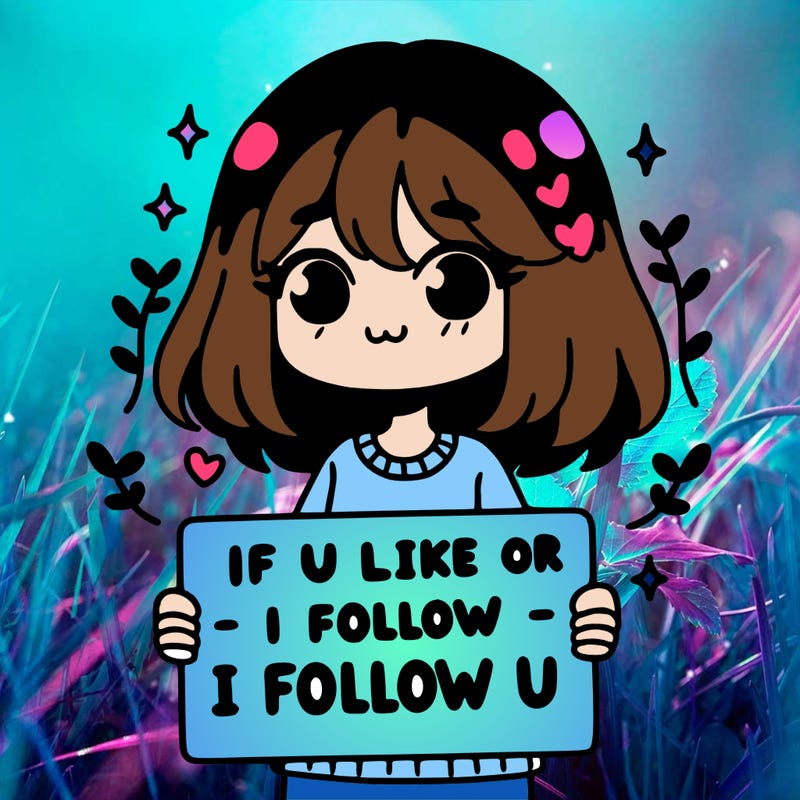 a girl holding a sign that says if u like or follow i will follow u