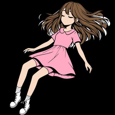realistic girl floating