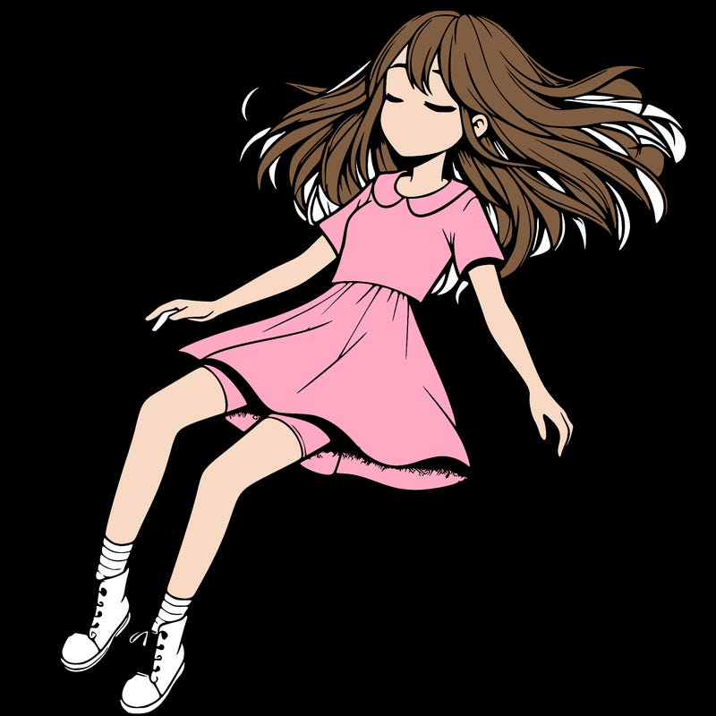 realistic girl floating