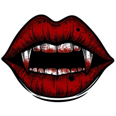 lips with vampire teeth