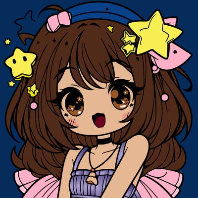 cute anime girl with star accessories