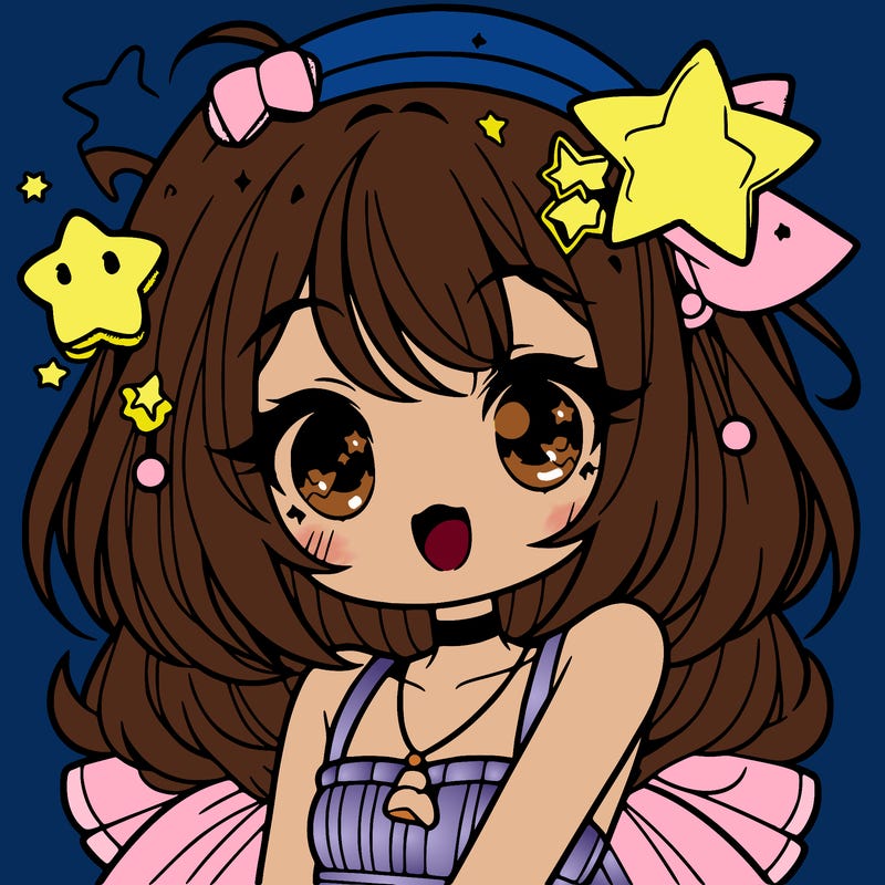 cute anime girl with star accessories