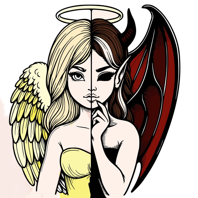 realistic angel half demon