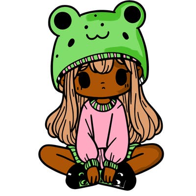 a girl wearing a frog hat and some frog socks