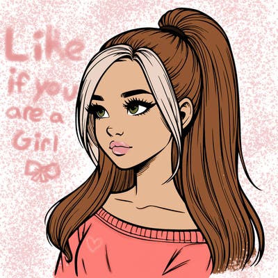 realistic girl with a high ponytail