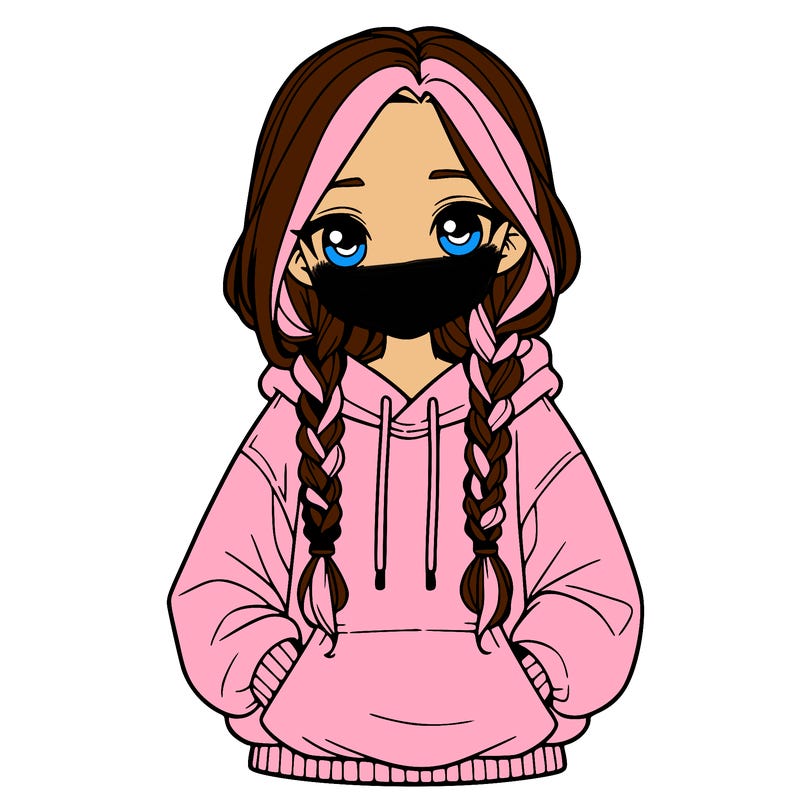 a realistic girl with a oversized hoodie and she has braids
