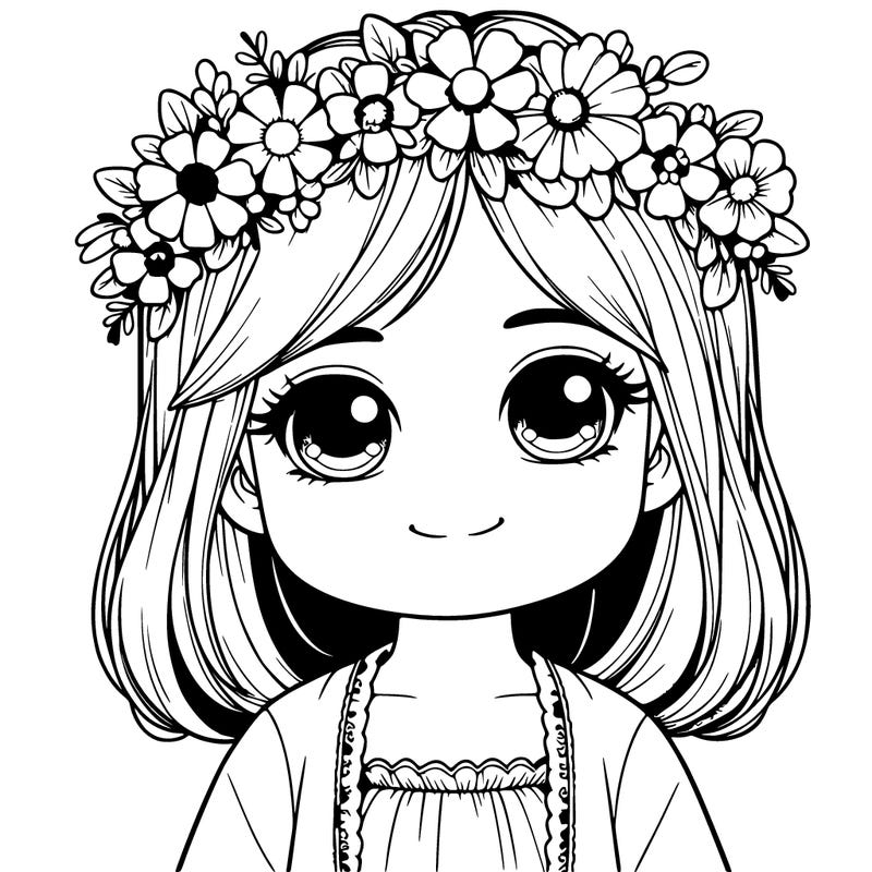 realistic little girl with flower crown