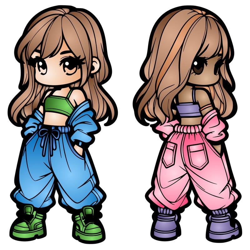 girl in crop top and baggy pants