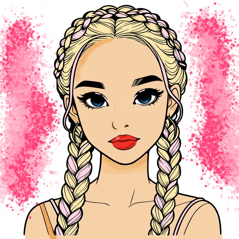 realistic girl with braids