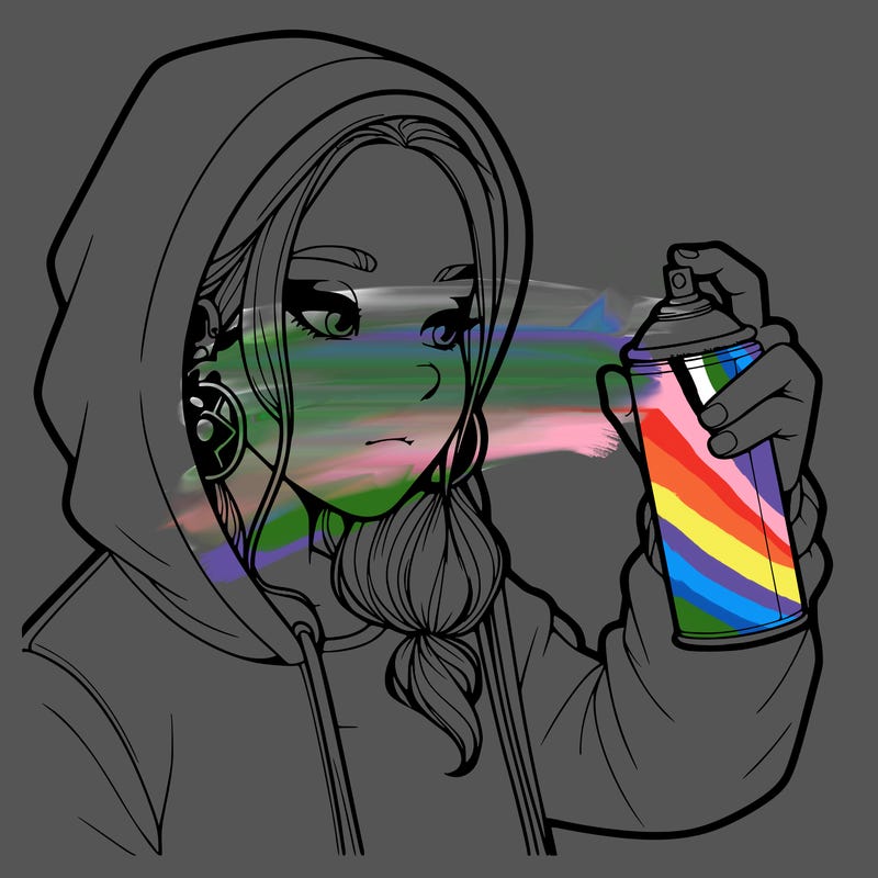 a realistic girl, spray painting