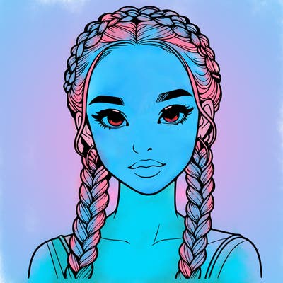 realistic girl with braids