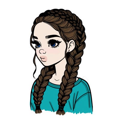 realistic girl with braids