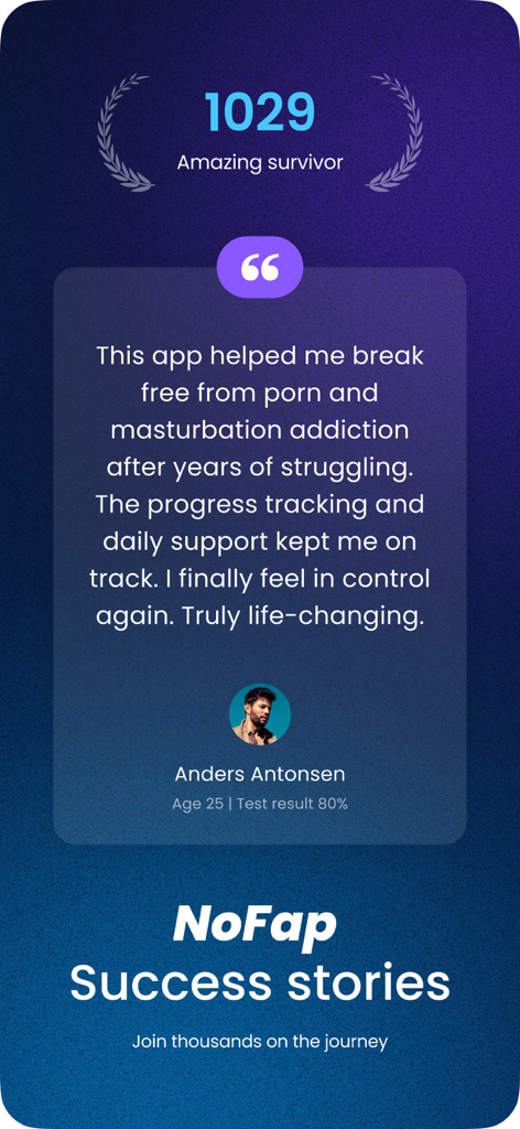 Overcome Lust: Rewire - Un testimonio de un usuario llamado Anders compartiendo su historia de éxito en la superación de la adicción con la aplicación Rewire.