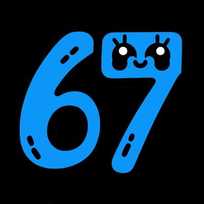 the numbers 67