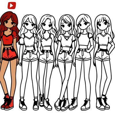 a group of girls wearing crop tops and shorts