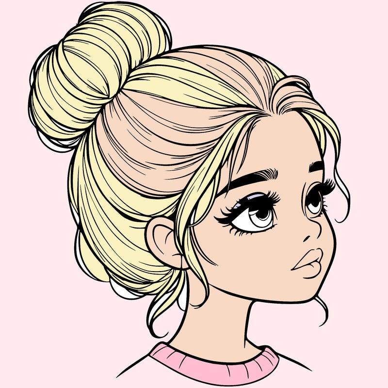 realistic girl with bun