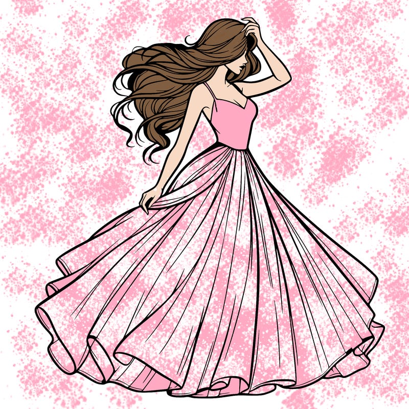 realistic woman with dress flowing in the wind