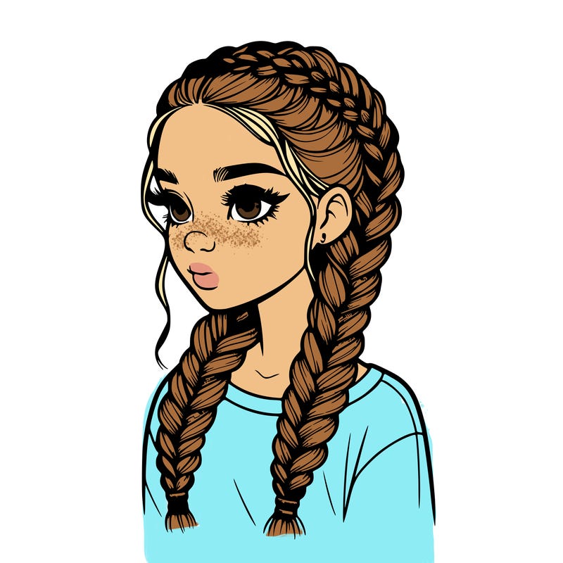 realistic girl with braids
