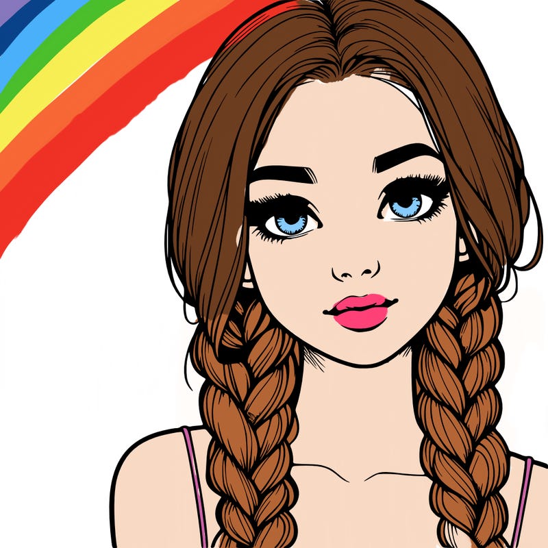 realistic girl with braids